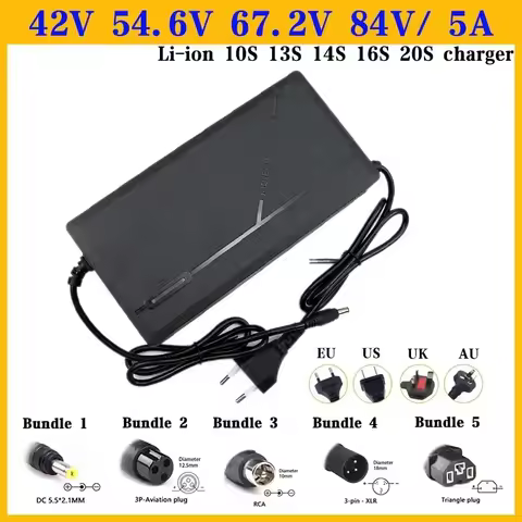 36V 48V 52V 60V 72V 2A 3A 5A 10S 13S 16S 20S Li-ion Battery Charger 42V 54.6V 58.8V 67.2V 84V 2A 3A 