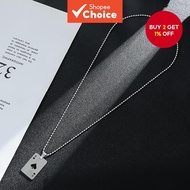 New Stainless Steel Poker Card Pendant Necklace for Men - Gambler Style Jewelry Kalung Pusat Kad Pok