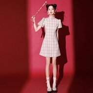 IBUY Young Girl's Summer Cheongsam - Lightweight Lattice Design
