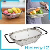 [HOMYL2] Stainless Adjustable Colander Strainer Basket Over The Sink 13.4x 9.4"
