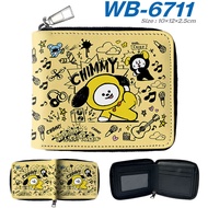✨BTS BT21 CHIMMY✨ Dompet, Cartoon Short Wallet Foldable Zipper Wear-Resistant Large-Capacity Coin Pu