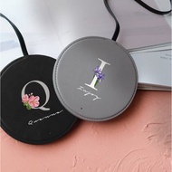 幸福花語 客製名字 專屬字母 輕薄 皮革工藝10W快充無線充電器