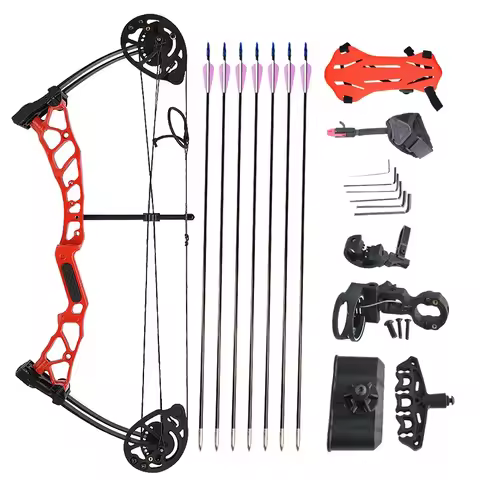 Adjustable Archery Bow and Arrow Shooting Draw Weight 16-28 Pounds Children's Practice Compound Bow 