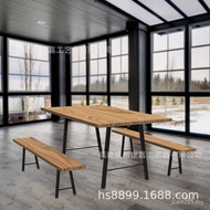 Industrial Iron Pipe Country Heavy Metal Furniture Square Bench Dining Table Iron Chair Decoration d
