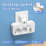 2/3/4 Sockets Electrical Socket EU Plug Outlet No Extension Cord With or without it USB Type-C Ports