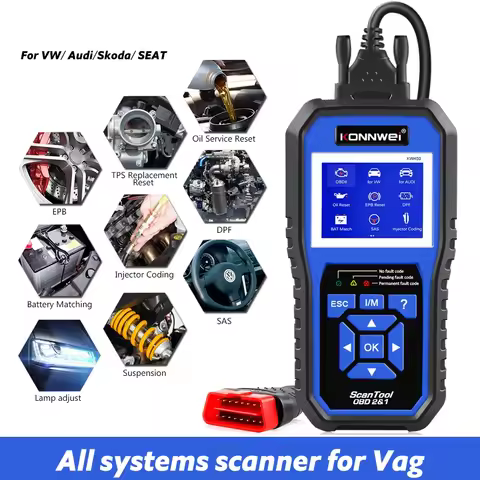 KONNWEI KW450 OBD2 Diagnostic Tool for VAG Cars VW Audi ABS Airbag Oil ABS EPB DPF SRS TPMS Reset Fu