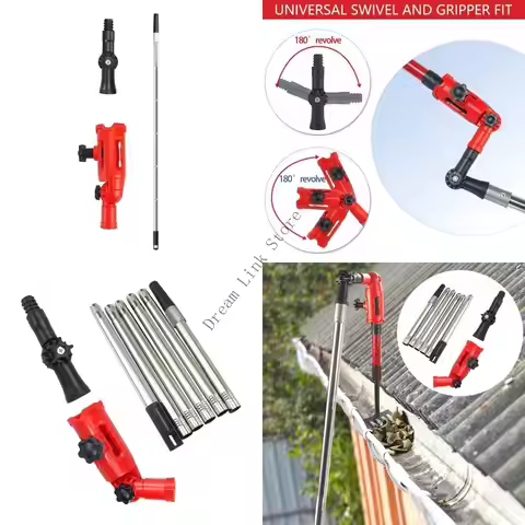 Gardening Multiple Gutter Cleaner 1.7M Poles With Tightening Screws Plastic Metal Construction Leave