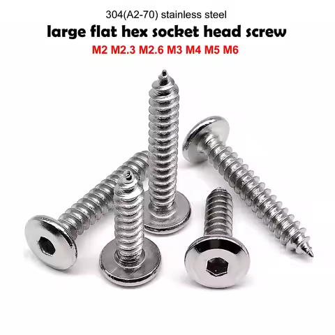 10/50pcs M2 M2.3 M2.6 M3 M4 M5 M6 A2-70 304 Stainless Steel Allen Hexagon Hex Socket Thin Flat Big H