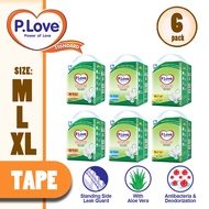 P.Love Standard Adult Tape Diapers - M10 / L10 / XL8 (6 Packs)
