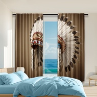 2pcs, 2D flat printing Curtain headwear Light Filter Holiday Decorations Use for bedroom living room