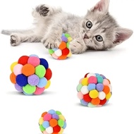 5PCS Cat Toys Cat Plush Ball Toy Pet Elastic Bell Ball Self Hi Ball Playing Cat Colorful Woolen Ball