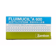 FLUIMUCIL A 600 ACETYLCYSTEINE 10 EFFERVESCENT TABLETS ( Sugar-free )