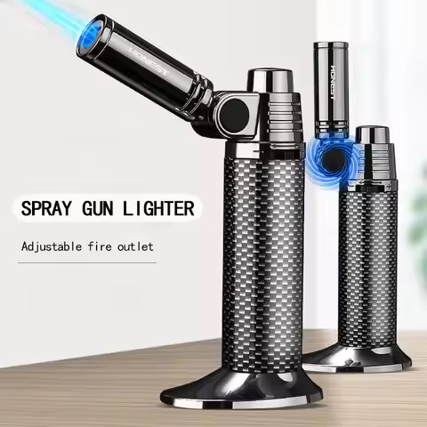 HONEST Spray Gun Blue Flame Lighter Adjustable Flame Size Adjustable Nozzle Angle Extended Base Igni