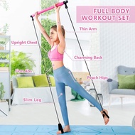 Yoga Pilates Bar Kit Portable Exercise Resistance Band Stick Muscle Toning Bar Home Fitness Gym