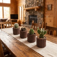 Garden Arrangement Flowerpot Eclectic Plant Pots with Drainage Buckets for Decoration Bark-covered H