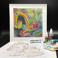 DIY Batik Painting ~ Excavator & Fire Engine
