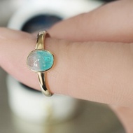 K18 帕拉伊巴碧璽包裹體石英戒指 US5.5