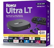 Roku Ultra LT (2023) HD/4K/HDR Dolby Vision Quad-Core Streaming Player with HDMI Cable, Headphones, Voice Remote w/ Private Listening, Ethernet