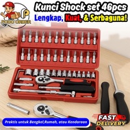 SHOCK WRENCH 1 SET 46 PCS SOCKET SCREWDRIVER SET 46 PCS + SHOCK WRENCH SET 1/ 4 SOCKET