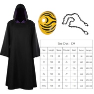 Anime Naruto Akatsuki Uchiha Tobi Cosplay Costume For Men Akatsuki Ninja Black Hooded Robe Cloak Aka