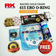 Y15ZR/FZ150 RK Racing 415 ERO O-RING Gold Chain JAPAN & RKM Sprocket F/R (Free Chain Lube)