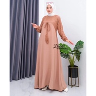 Gamis bahan Linen combi ceruty motif Abstrak Rompi Lepas busui