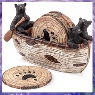 [r3jylk02.vn] Bear Coasters Set of 6 Full Size Lack Bear  Decorations Rustic Lodge Decor