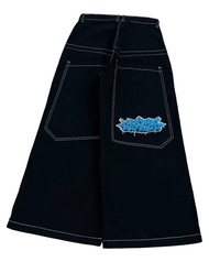 JNCO กางเกงยีนส์ปักผู้ชายฮิปฮอปยุโรปและอเมริกาย้อนยุคกางเกงขากว้างหลวม 0809