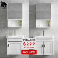 SG Stocks 40/50CM Bathroom Basin Vanity Set / Bathroom Cabinet / Aluminium Basin Cabinet With Mirror Cabinet
