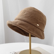 Women Corduroy Bucket Hat Vintage Fisherman Hat Solid Color Casual Fashion Cap Soft Warm Outdoor Tra