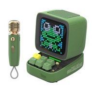 Divoom DitooMic Portable Wireless Bluetooth Speaker Desktop Pixel Art Retro Audio Mini Home Karaoke Microphone, Green/Pink