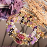 。盛裝出席。k金包銅保色紫水晶鋰雲母晚宴盛裝華麗雙圈設計款