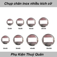 Combo of 4 round stainless steel leg caps for boxes 20x20, 25x25, 30x30, 40x40, 50x50, 20x40, 25x50,