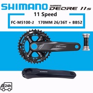 SHIMANO DEORE M5100 Crankset 2x11 Speed MTB Crankset FC-M5100-2 170mm 26-36T Chainring With BB52