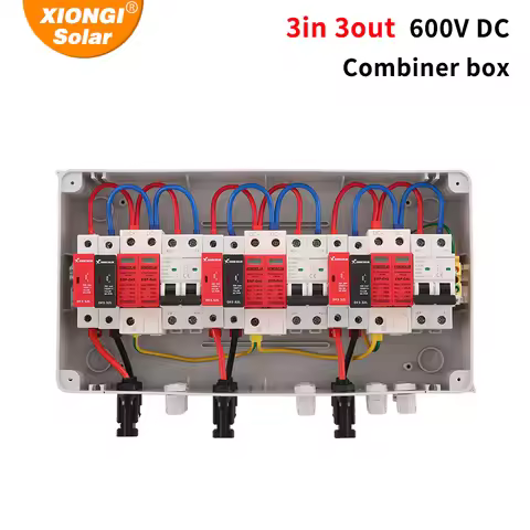 Solar Photovoltaic PV Combiner Box 3-3-600V String IP65 PV Solar Surge Lightning Protection Outdoor 