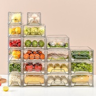 AT-🛫Refrigerator Plastic Crisper Kitchen Fruit Vegetable Egg Food Frozen Stackable Transparent Drawer Storage Box