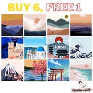 [READY STOCK MALAYSIA] 20X20CM DIY Children Oil Painting Paint By Numbers Canvas Simple Landscape