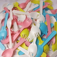 Disposable plastic spoon and fork (11cm) for cake, plastic cake spoon, plastic spoon