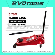 HYDRAULIC FLOOR JACK- LOW PROFILE 2 PUMP (3TON) H/D /SERVICE GARAGE JACK /KERETA REPAIR TOOL