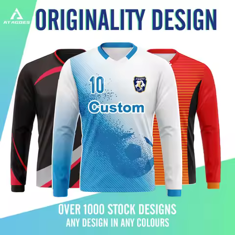 Custom Design Sublimation Men Big Size Vneck Round Neck Long Sleeve Soccer Shirts Culb Football Team