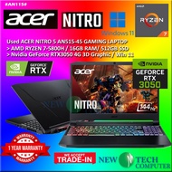 #AN115 USED ACER NITRO 5 Gaming Laptop AN515-45 AMD RYZEN 7-5800H 16GB 512GB SSD NVIDIA RTX3050 4GB 