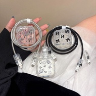 Transparent Bowknot Charger Protective Case Sleeve compatible for Apple 40w Charger Cable Winder Wir