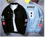 เสื้อแจ็คเก็ตยีนส์ ดีไซน์สวยเก๋ มีสไตส์ แฟชั่นเกาหลี สกรีนเลข 8 รุ่น 1001