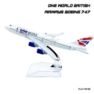 Airplane Model ONE WORLD BRITISH AIRWAYS Boeing 747-400 (16 cm) Aircraft With Display Stand