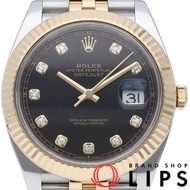 勞力士 Datejust 41 男士腕錶 Jubilee 10P 鑲鑽 Datejust 41 126333G 帶錶盒、保固卡 K18YG/SS 男士腕錶 黑色拋光 成色極佳 [二手]