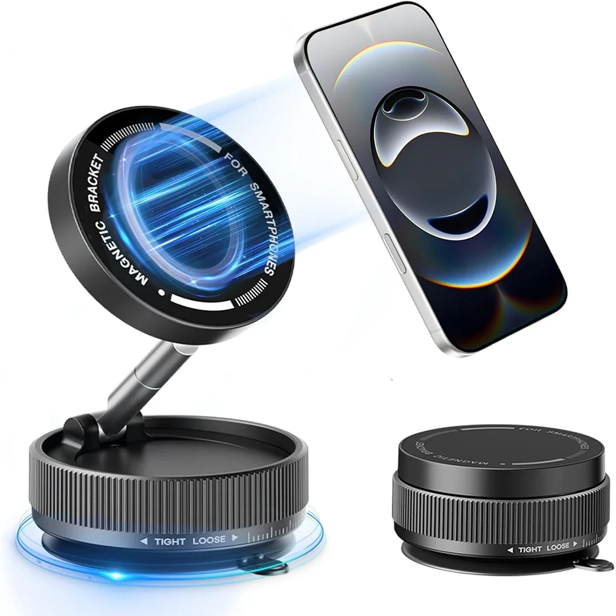 2026 Upgraded Vacuum Magnetic Phone Holders for Your Car 360° Adjustable Absorption Magnetic Bracket