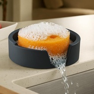 Smiley Face Sponge Holder for Scrub Daddy Kitchen Sink with Suction Cups, Large Soap Dish & Sink Cad