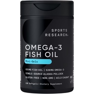 Sports Research Fish Oil Mini-Softgels - Easy to Swallow Omega-3 Fatty Acids from Wild Caught Alaska