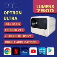 [INBUILT NETFLIX &DISNEY+] 7500 LUMENS, ANDROID 9.1 projector. Optron ULTRA. Portable projector. pro
