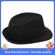 【NEW】 Black Fedora Plain Hat Outfit accessory for Gangster Fancy Dress